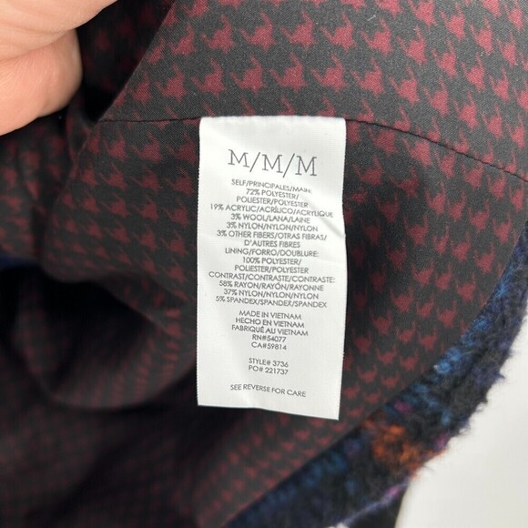 CABI Checkmate Jacket Wool Blue Orange Plaid Double Breasted Blazer Medium - Picture 9 of 9